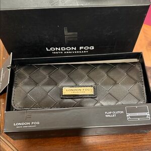 London Fog Quilted Black Clutch Wallet